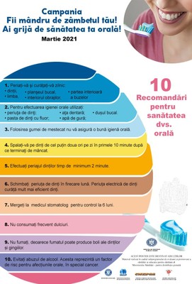 Campania SĂNĂTATEA ORALĂ „FII MÂNDRU DE ZÂMBETUL TĂU! AI GRIJĂ DE SĂNĂTATEA TA ORALĂ!” 2021 - poster adulți 2