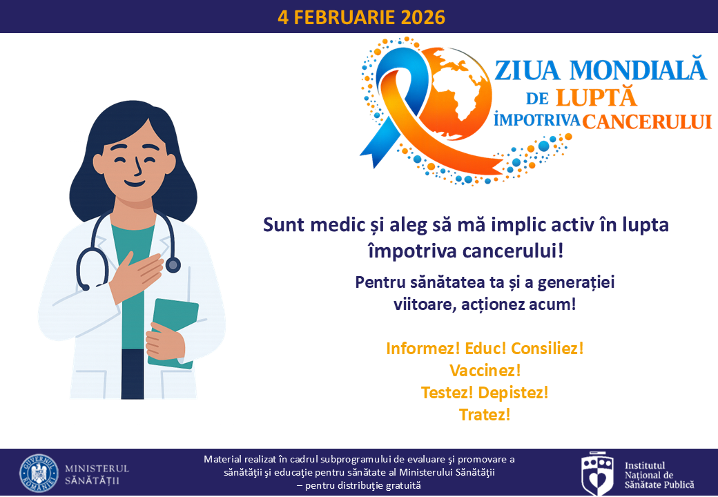 Ziua Mondială de Luptă împotriva Cancerului, 4 februarie 2026 - card Sunt medic și aleg să mă implic activ în lupta împotriva cancerului!